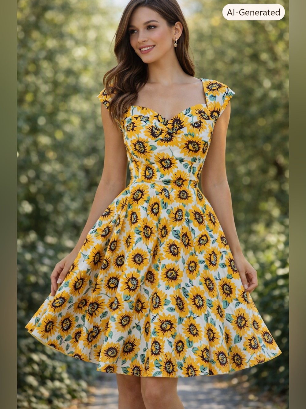 NWT Sunflower Print Midi Dress